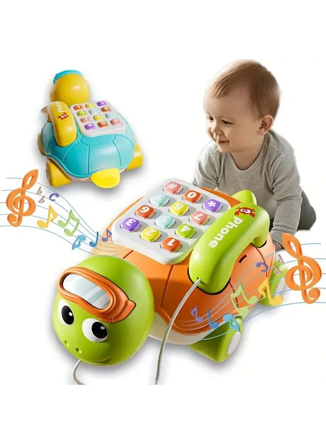 Green Turtle Phone Toy With Music Lights Educational Learning For Toddlers - Image 3